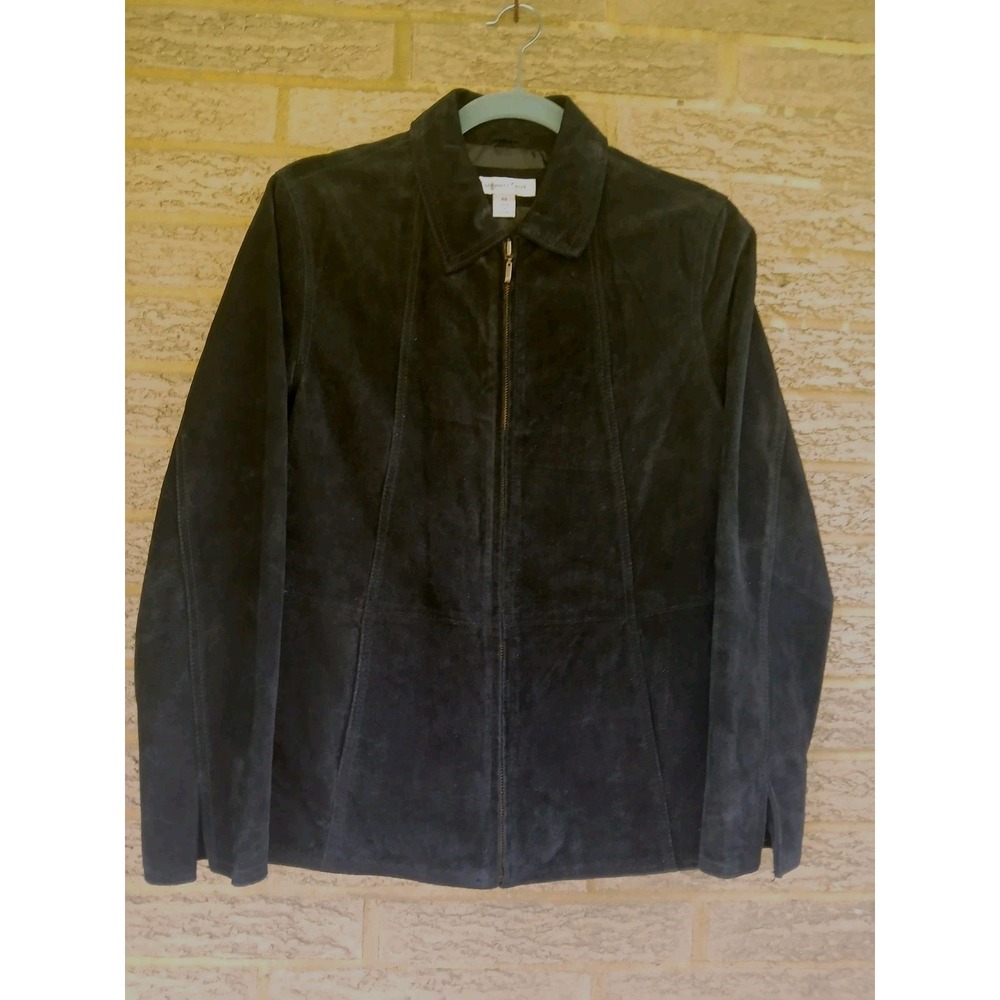 Coldwater Creek Women's Black Seude Zip-Up Jacket Sz PS